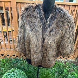 Halogen Faux Fur Brown Cape.